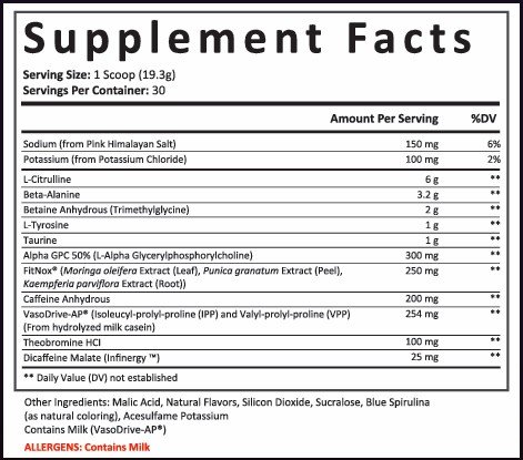 Rocket Pop Supplement Facts